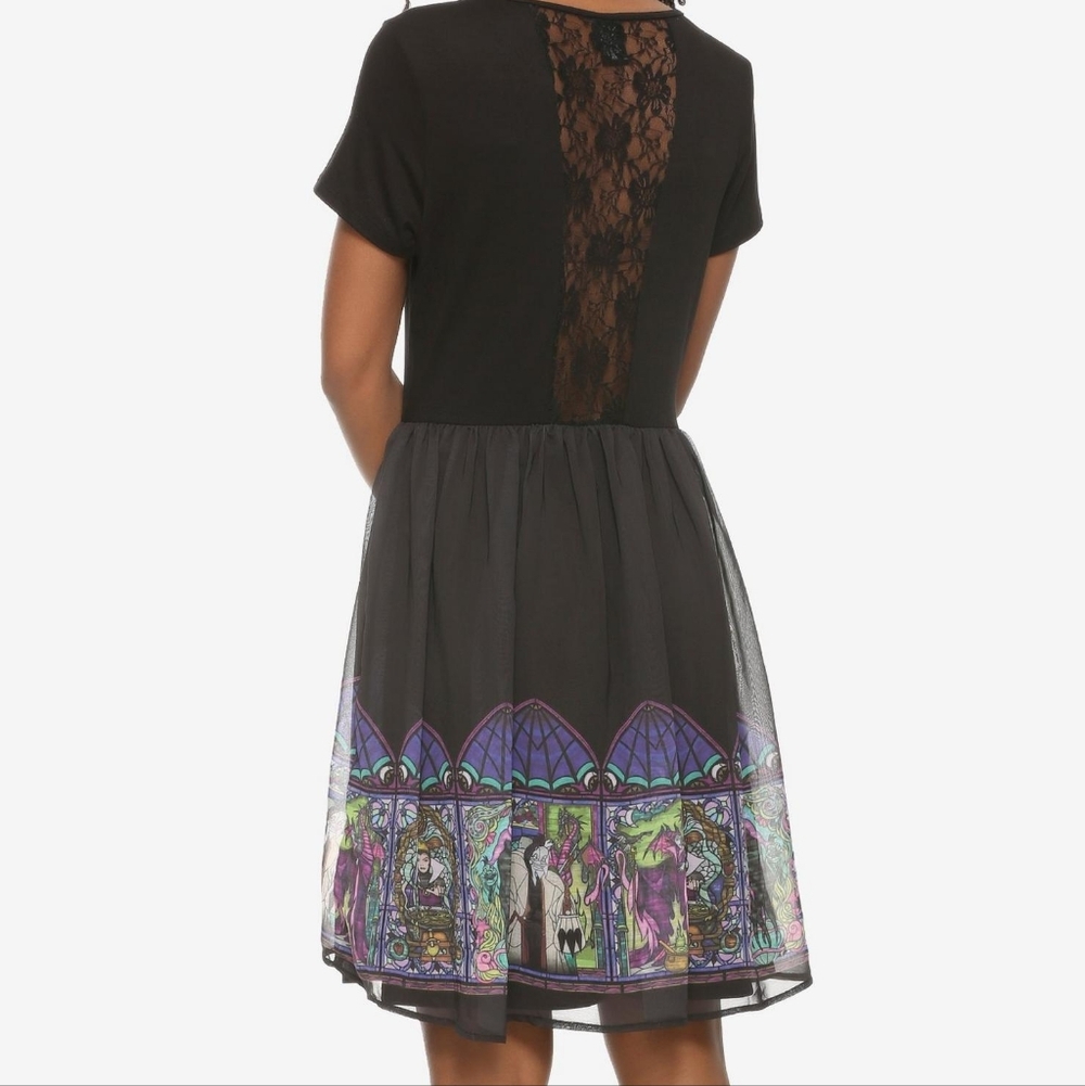Disney Villains Stained Glass Border Dress Sz S - Picture 2 of 7